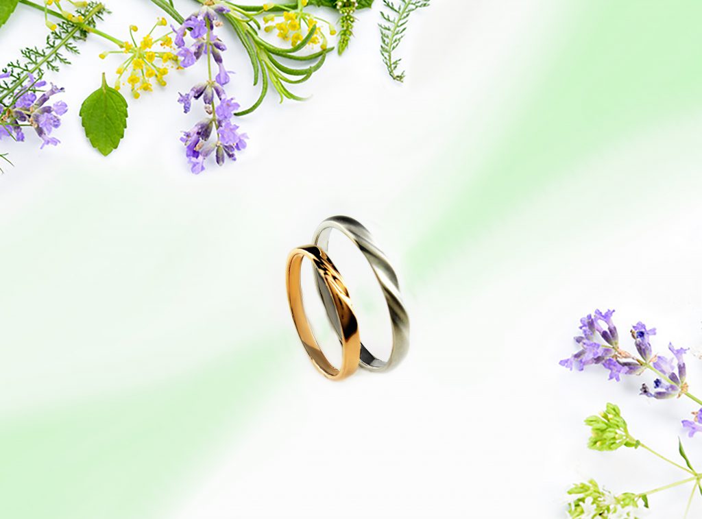 プラチナとピンクゴールドの素材